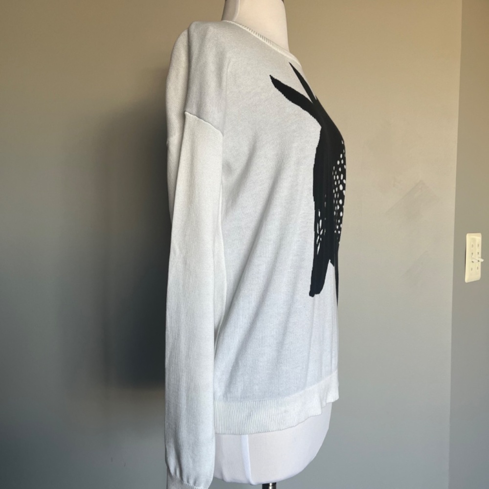 TIBI Rare Armadillo Intarsia White Relaxed Casual Pullover Sweater Top - Picture 3 of 10